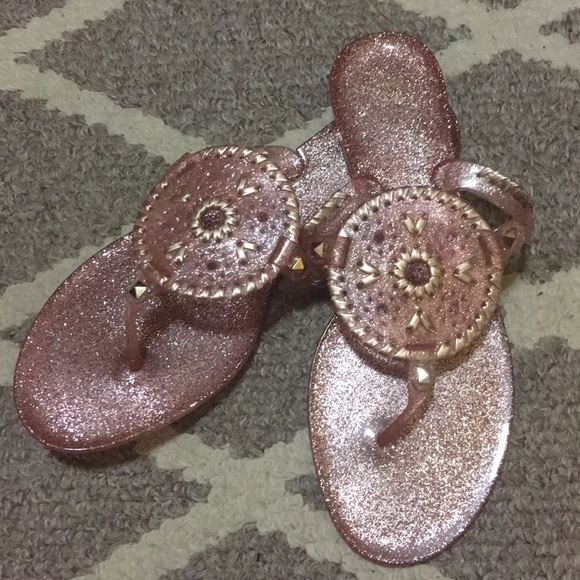 pink glitter jelly sandals